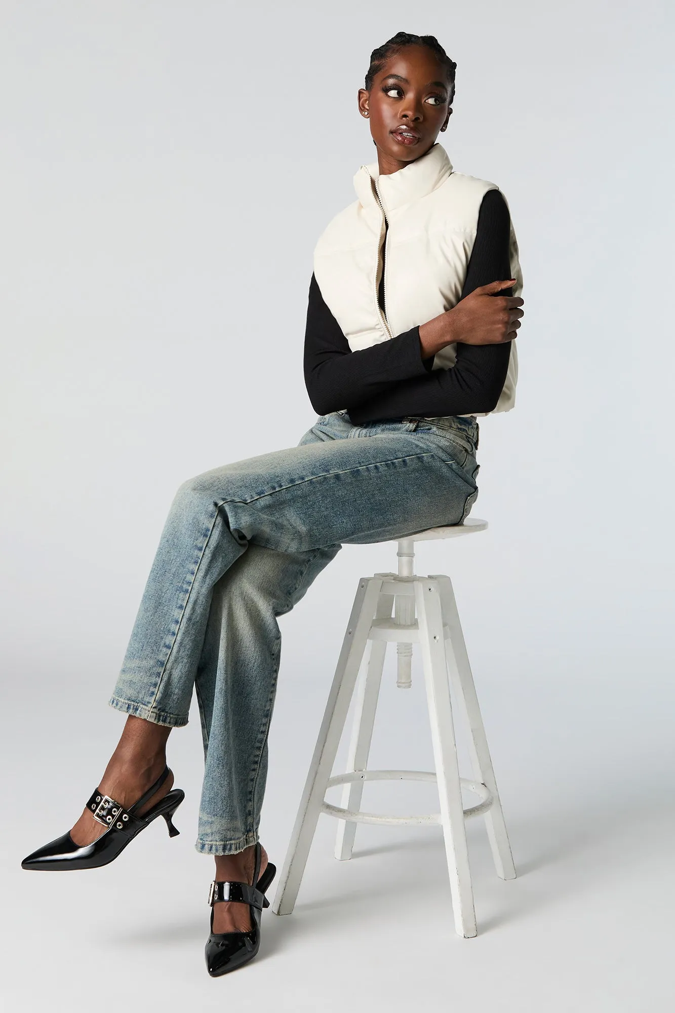 Veste bouffante courte en similicuir sold by Urban Planet