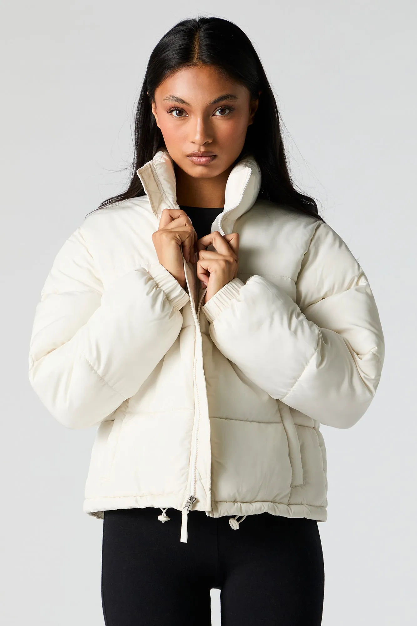 Mock Neck Puffer Jacket sold by Urban Planet