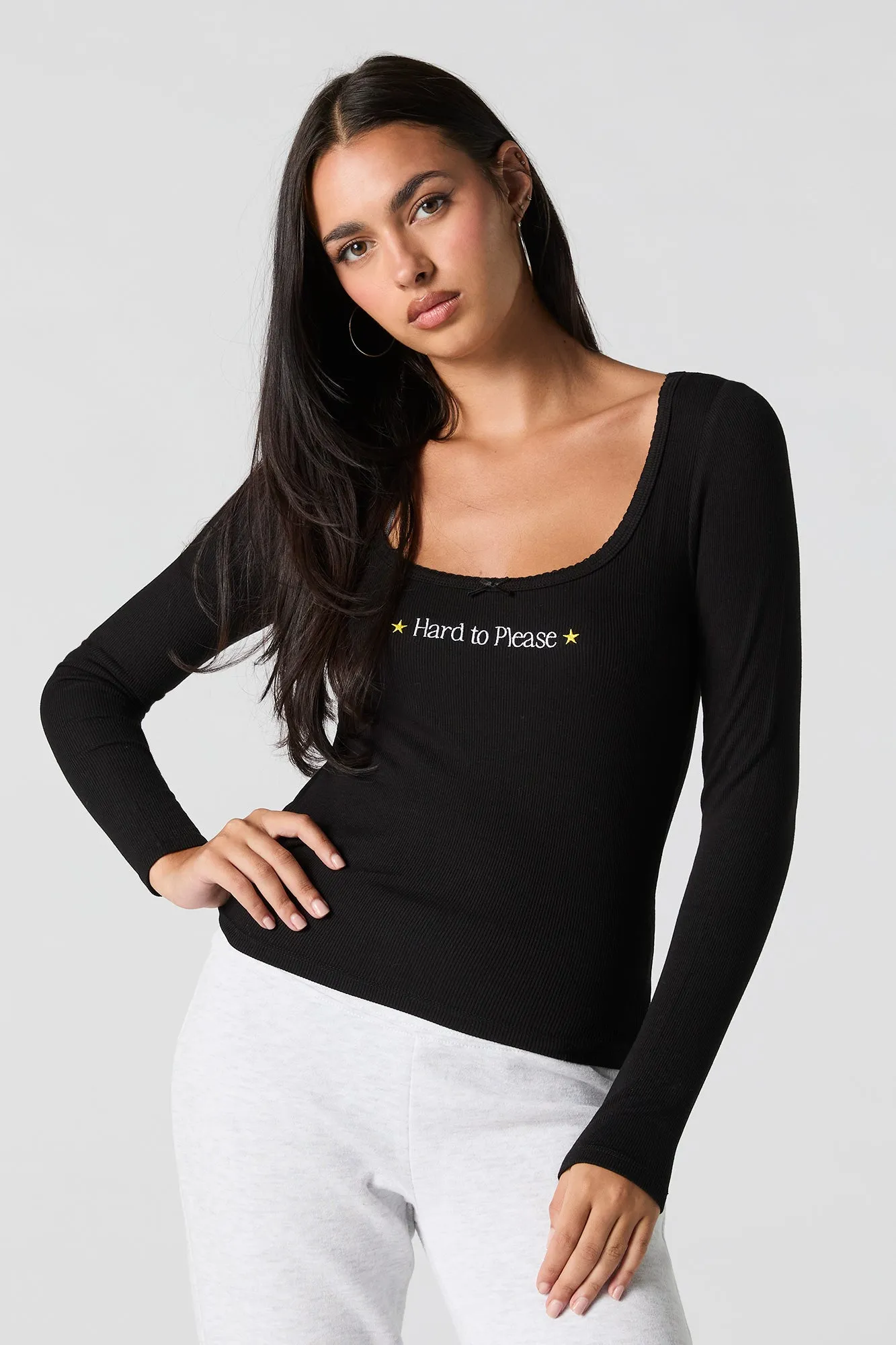 Embroidered Scoop Neck Long Sleeve Top sold by Urban Planet product image thumbnail 5