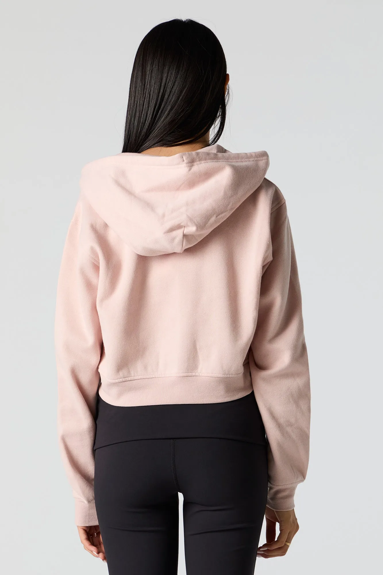 Fleece Cropped Zip-Up Hoodie sold by Urban Planet product image thumbnail 2