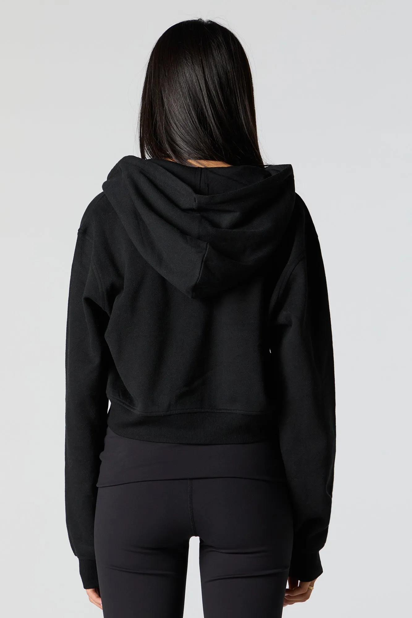 Fleece Cropped Zip-Up Hoodie sold by Urban Planet product image thumbnail 5