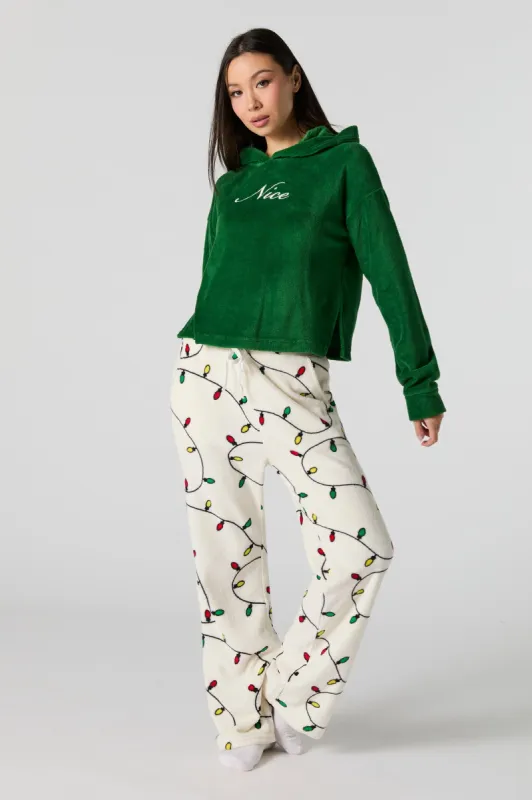Christmas Print Plush Pajama Bottom sold by Urban Planet