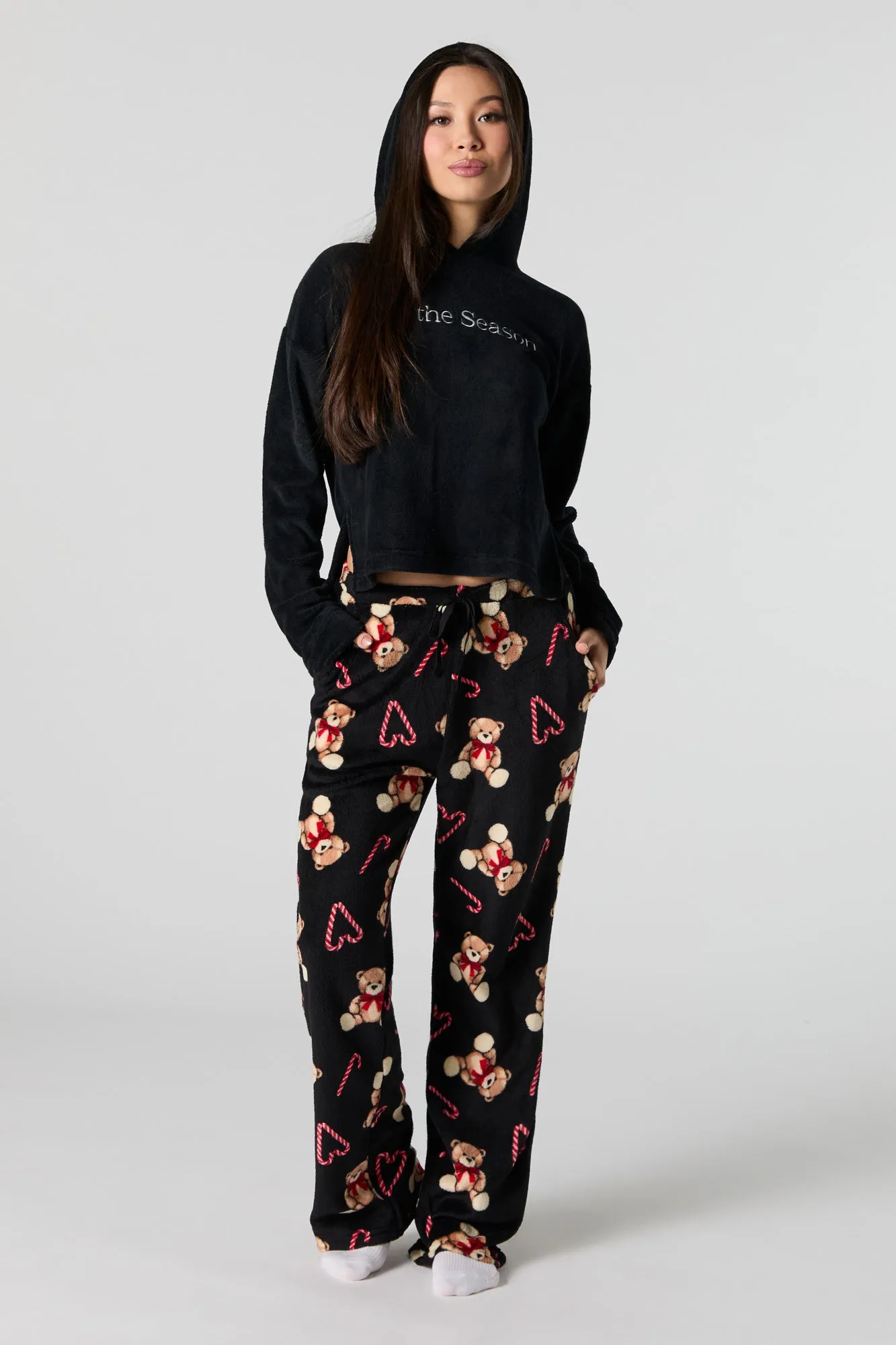 Christmas Print Plush Pajama Bottom sold by Urban Planet product image thumbnail 4