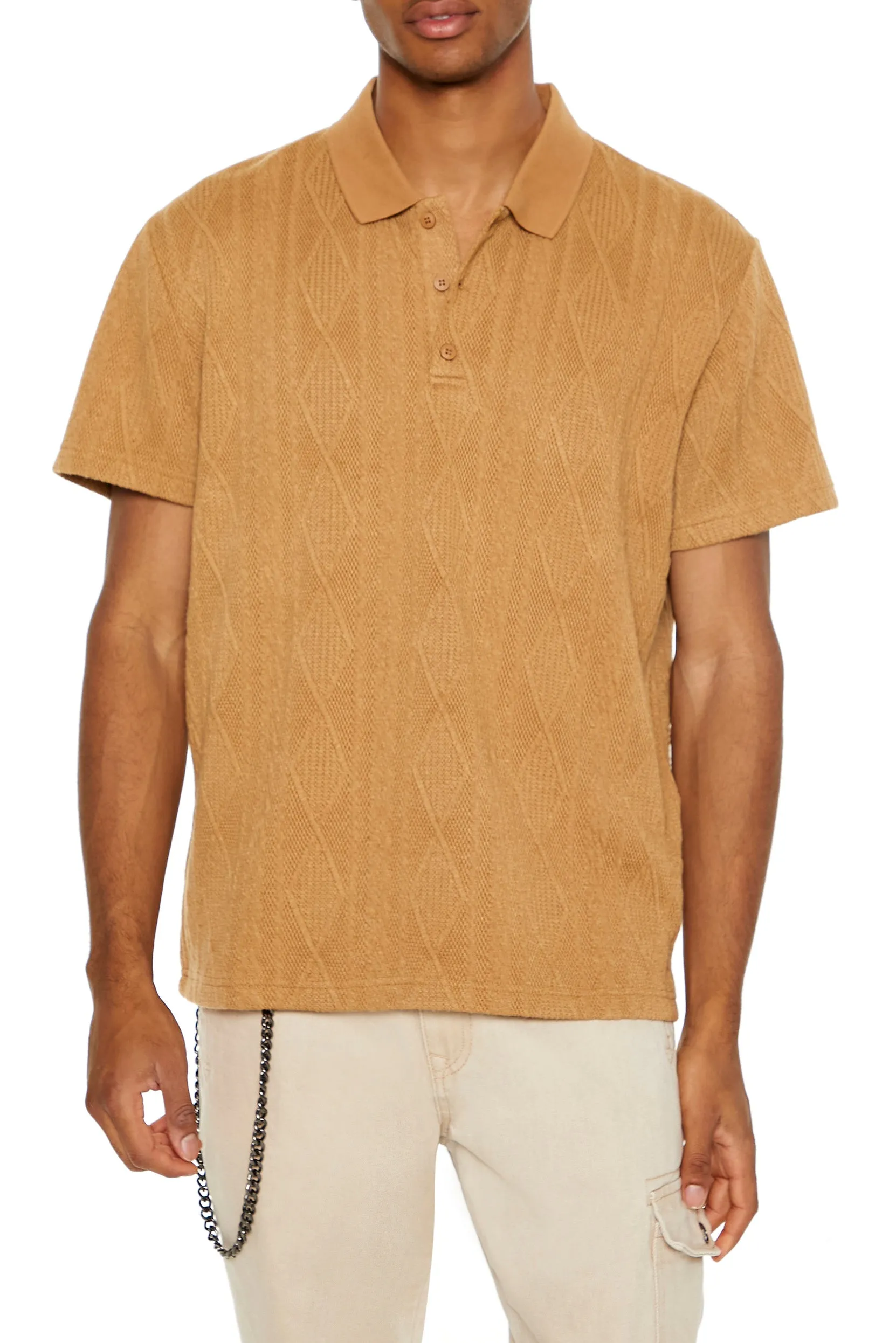 Textured Lace Polo Top sold by Urban Planet