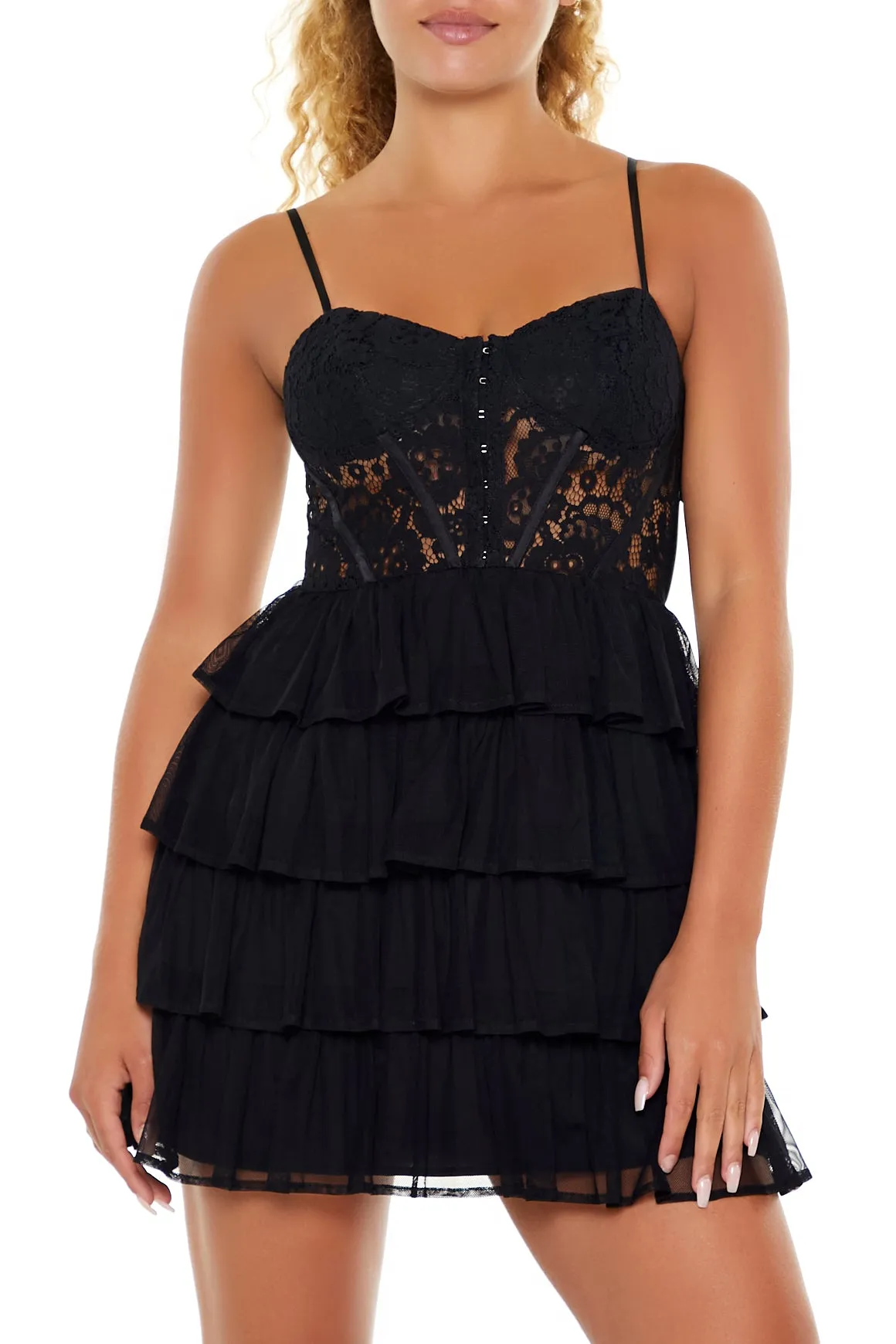 Lace Bustier Tiered Mini Dress sold by Urban Planet product image thumbnail 2