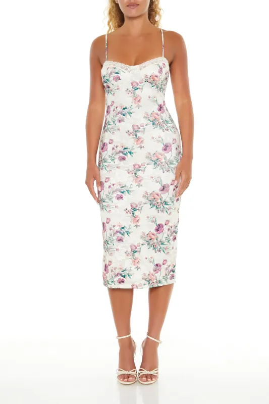 Robe midi bustier en dentelle fleurie sold by Urban Planet