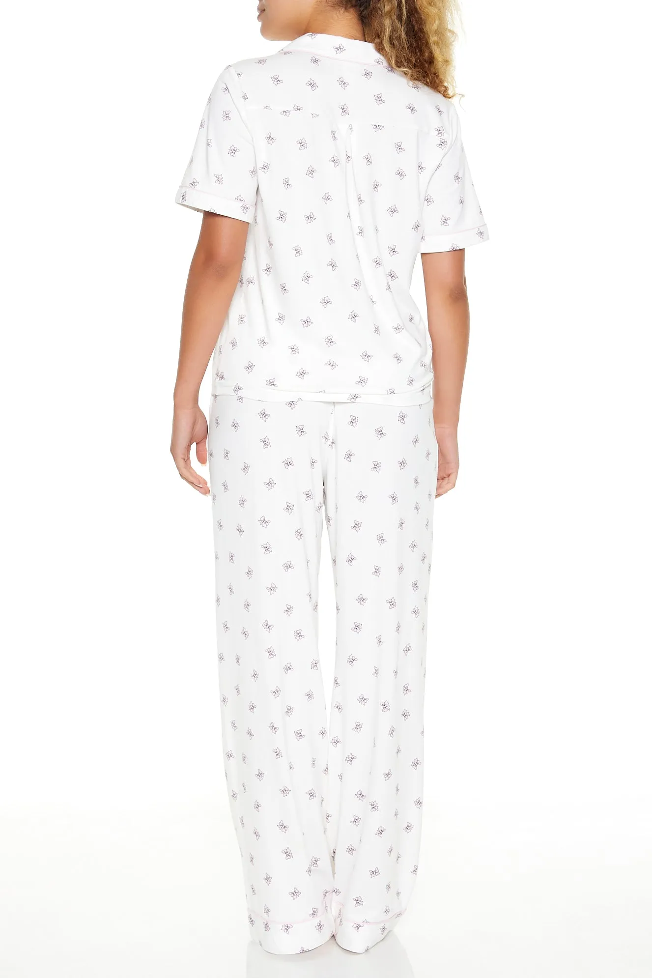 Bow Print Short Sleeve Top & Pant 2 Piece Pajama Set sold by Urban Planet product image thumbnail 3