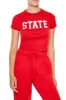 T-shirt ultracourt rouge à imprimé State sold by Urban Planet