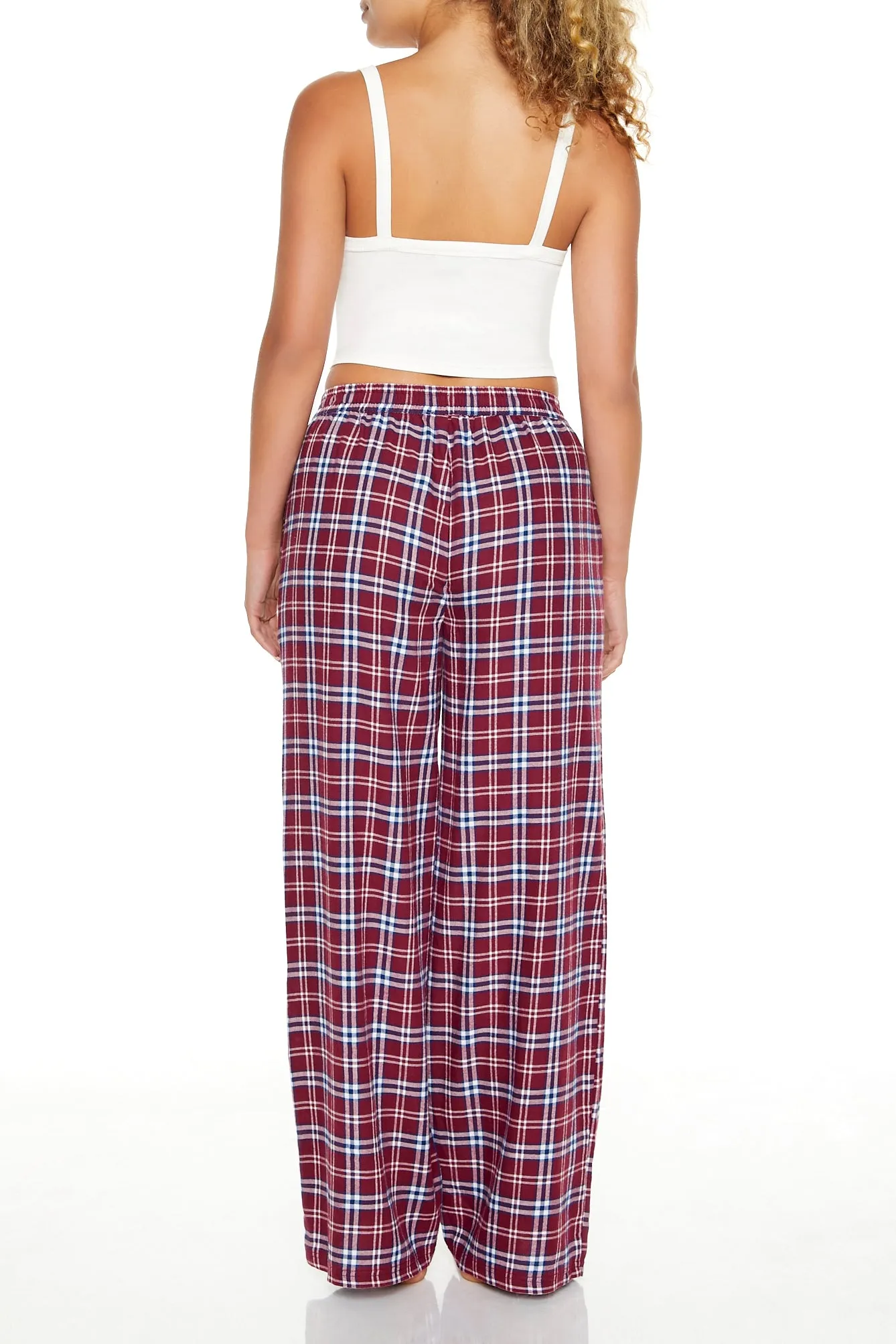 Red Plaid Print Wide Leg Pajama Pant sold by Urban Planet product image thumbnail 3