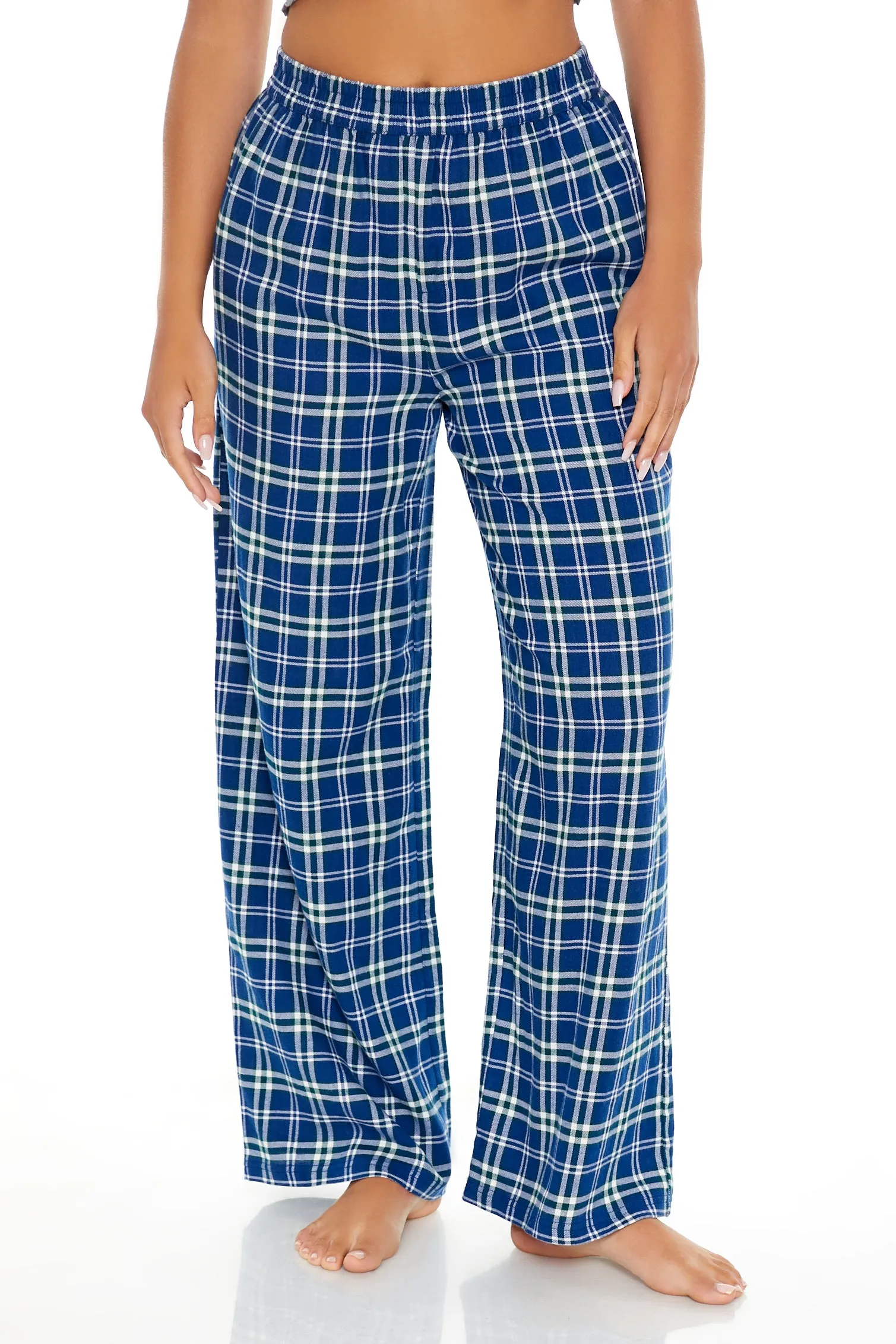 Blue Plaid Print Wide Leg Pajama Pant sold by Urban Planet product image thumbnail 2