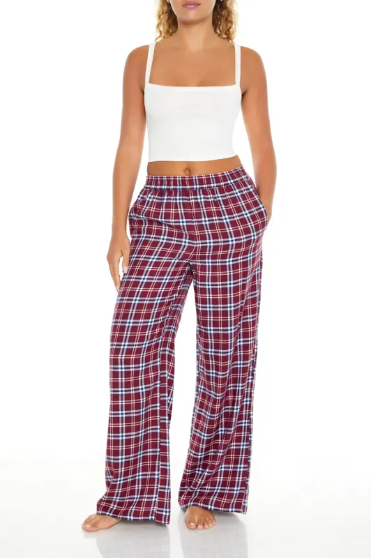 Pantalon de pyjama à jambe large avec carreaux rouges made by Forever 21