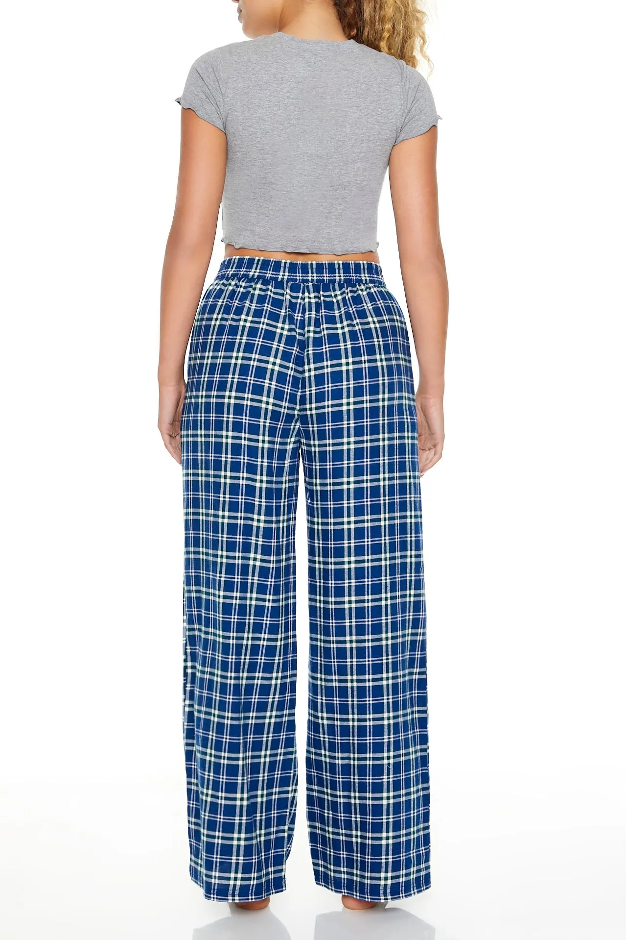 Pantalon de pyjama à jambe large avec carreaux bleus sold by Urban Planet product image thumbnail 3