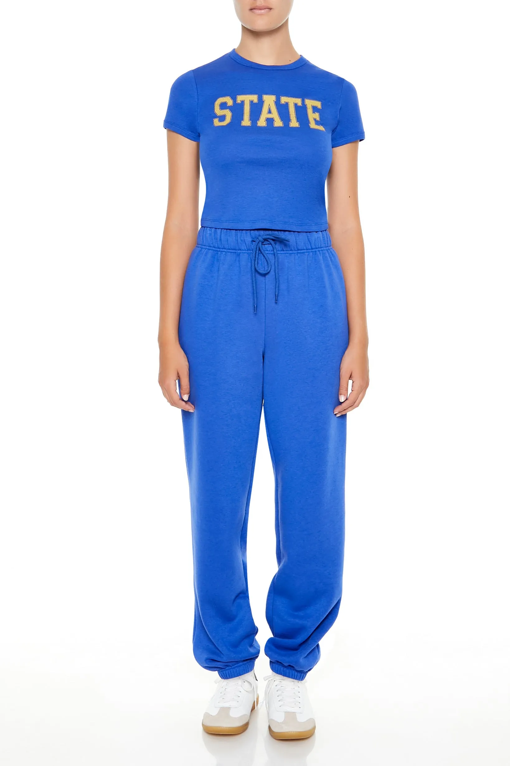 Jogger en molleton bleu à imprimé State sold by Urban Planet product image thumbnail 4