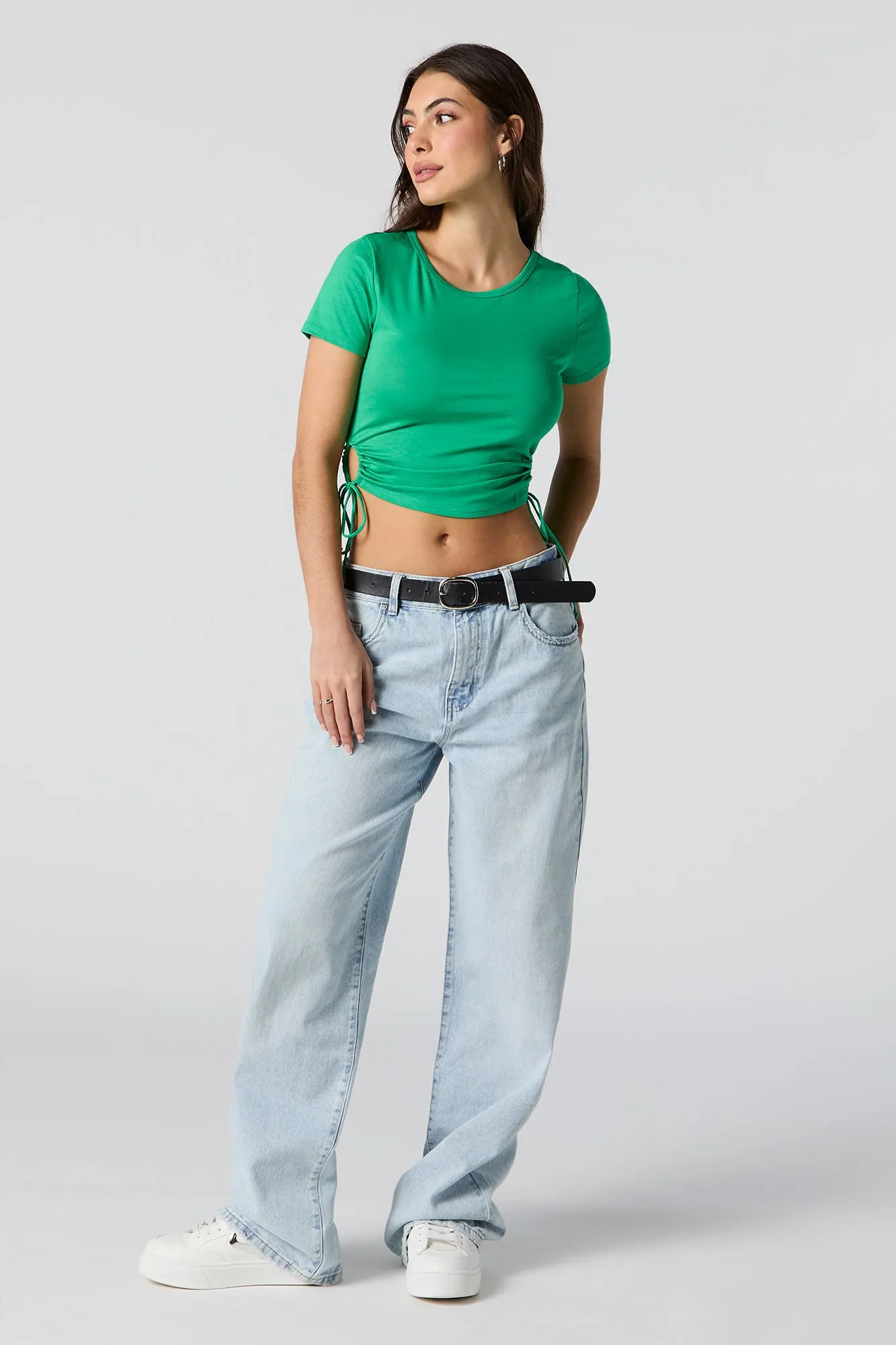 T-shirt court avec découpes et taille coulissante sold by Urban Planet product image thumbnail 3