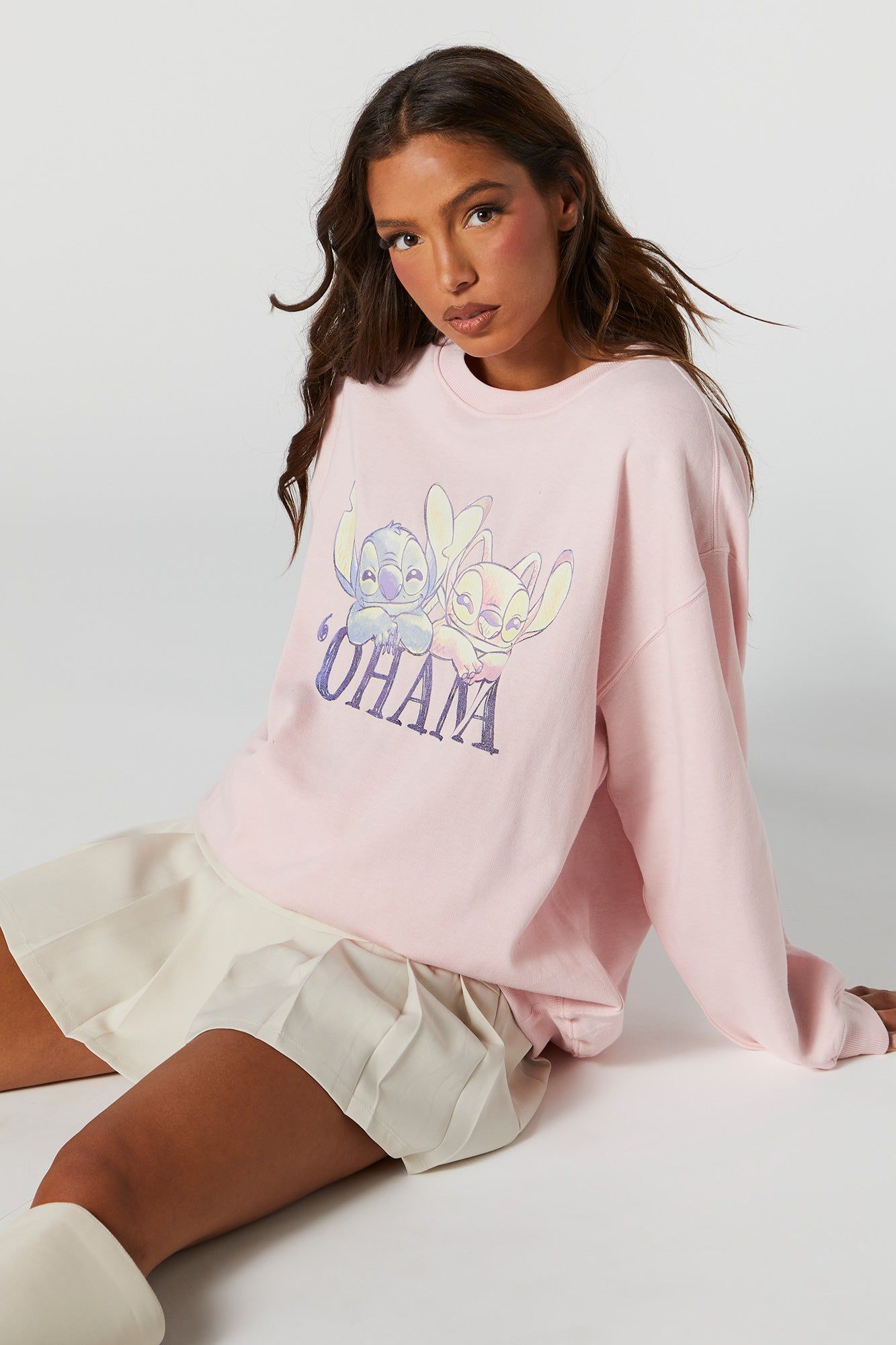 Pink Ohana Graphic Boyfriend Sweatshirt sold by Urban Planet