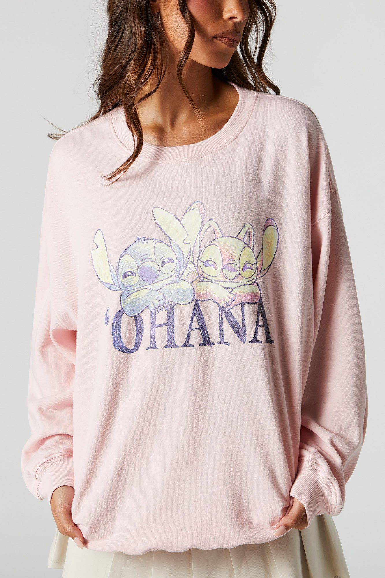 Pink Ohana Graphic Boyfriend Sweatshirt sold by Urban Planet product image thumbnail 5