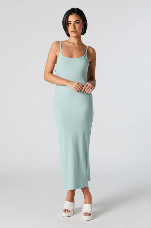 Robe midi moulante côtelée à encolure arrondie sold by Urban Planet