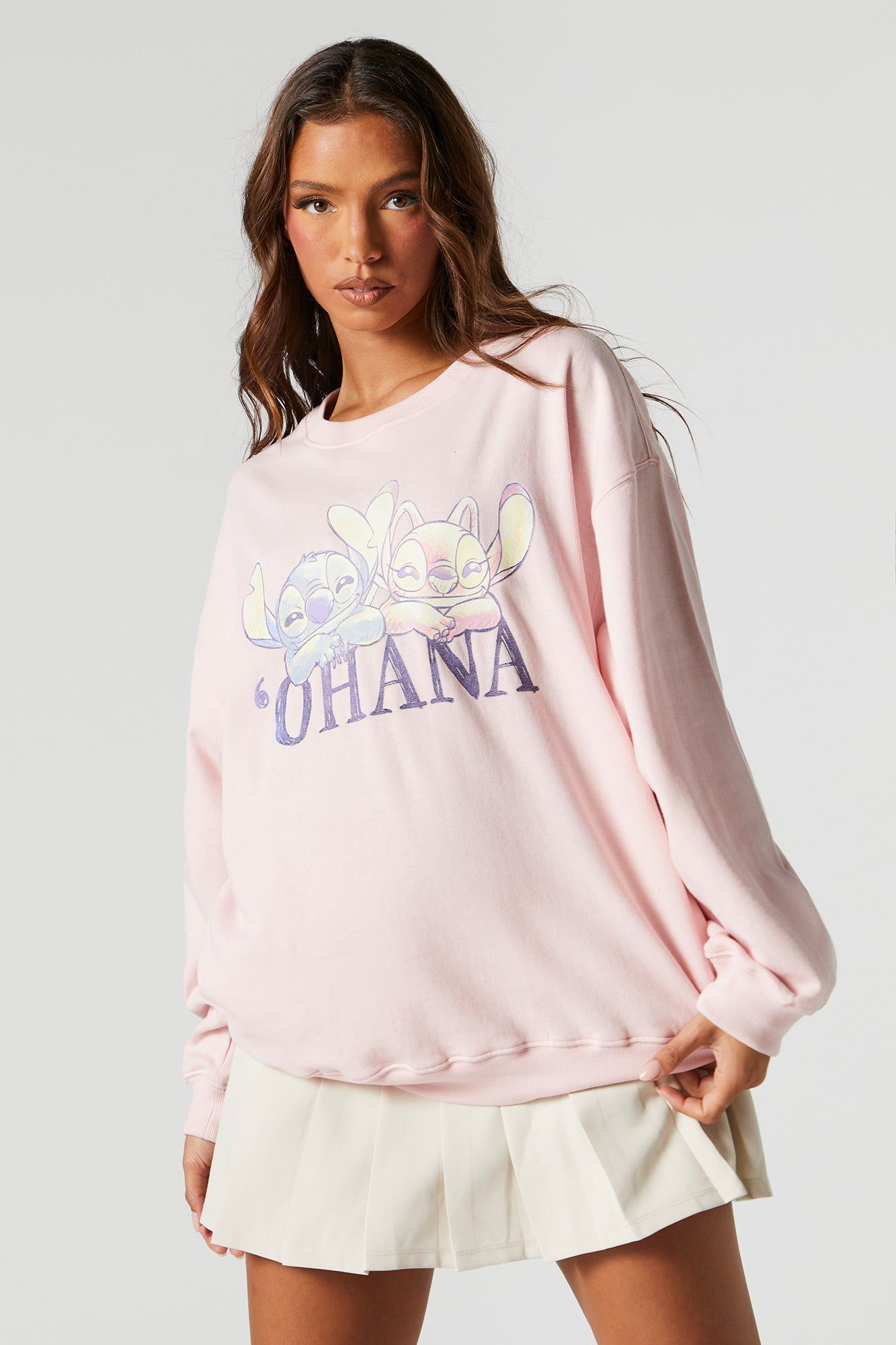 Pink Ohana Graphic Boyfriend Sweatshirt sold by Urban Planet product image thumbnail 4