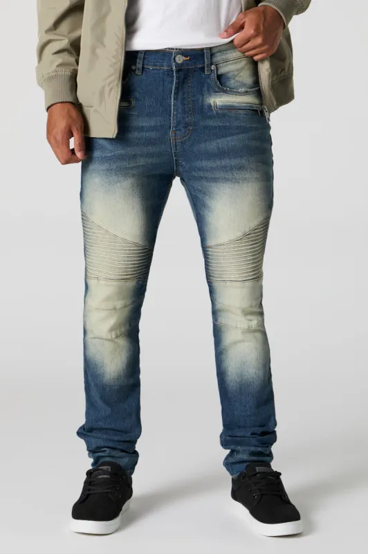 Jean de style moto ajusté délavé vintage sold by Urban Planet