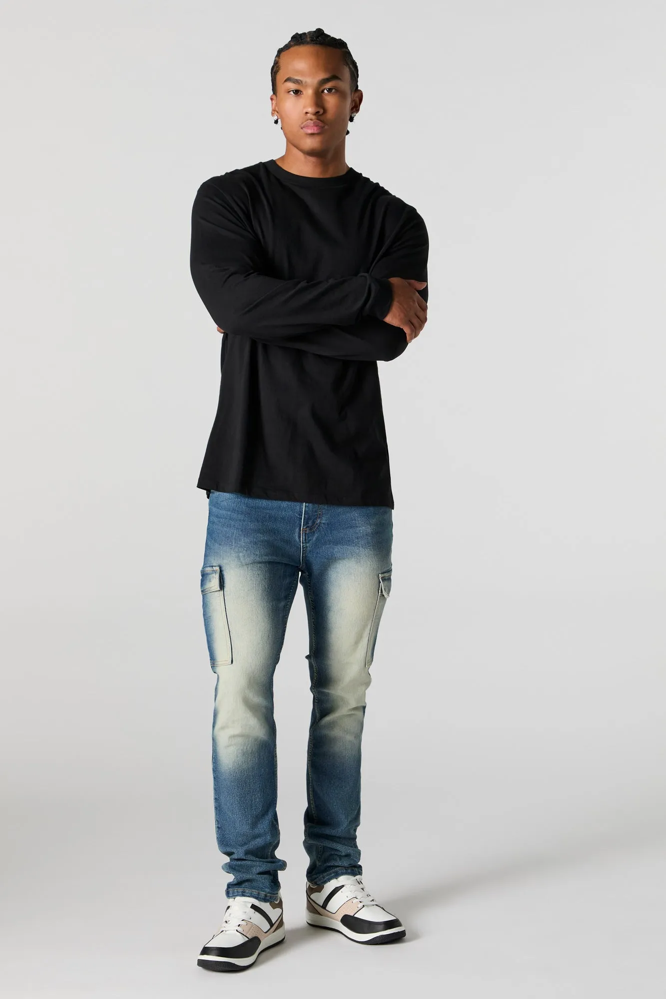 Jean cargo ajusté avec taille empilée sold by Urban Planet product image thumbnail 2