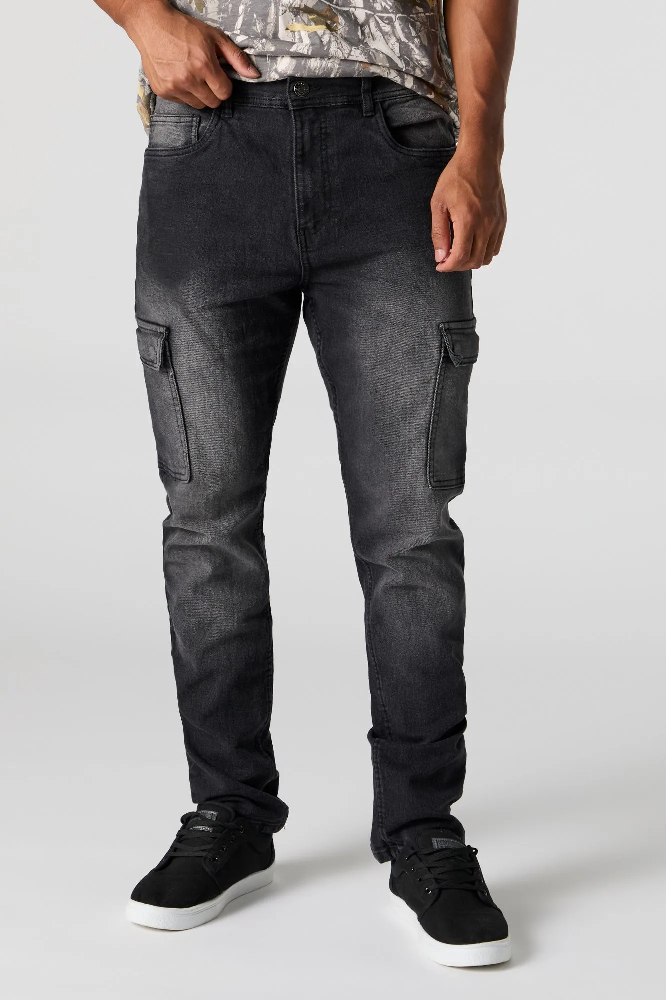 Jean cargo ajusté avec taille empilée sold by Urban Planet product image thumbnail 4