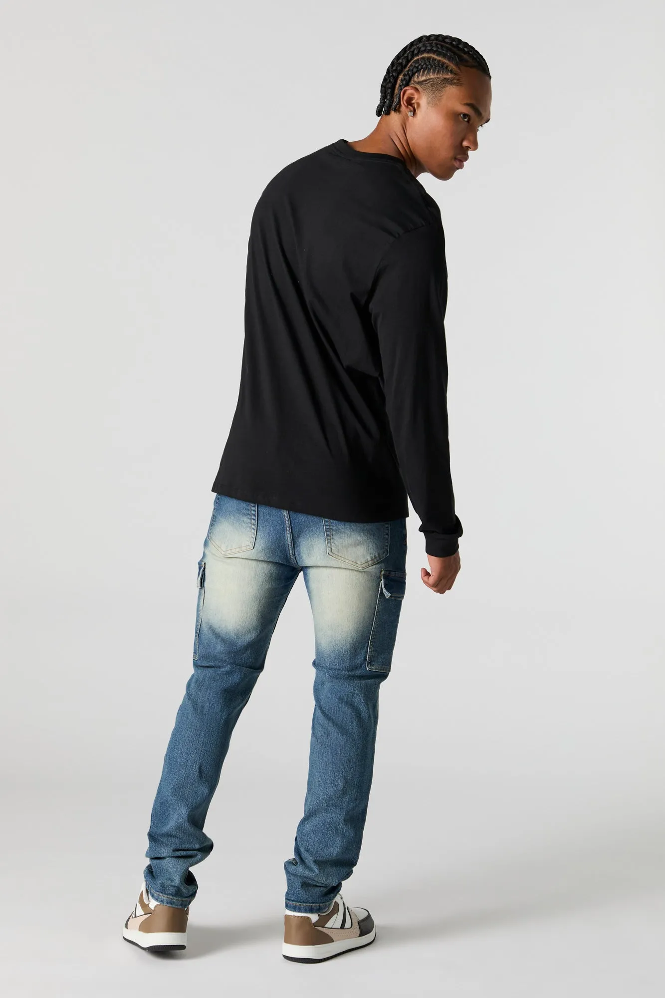 Jean cargo ajusté avec taille empilée sold by Urban Planet product image thumbnail 3