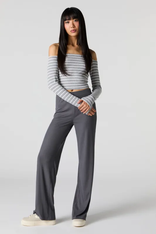 Soft Ribbed Wide Leg Pant sold by Urban Planet