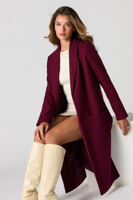 Open Front Collared Longline Jacket sold by Urban Planet