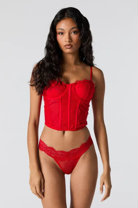 Tanga invisible en filet avec bande de dentelle (Paquet de 3) sold by Urban Planet