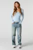 Ribbed Henley Long Sleeve Top sold by Urban Planet