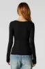 Ribbed Henley Long Sleeve Top sold by Urban Planet
