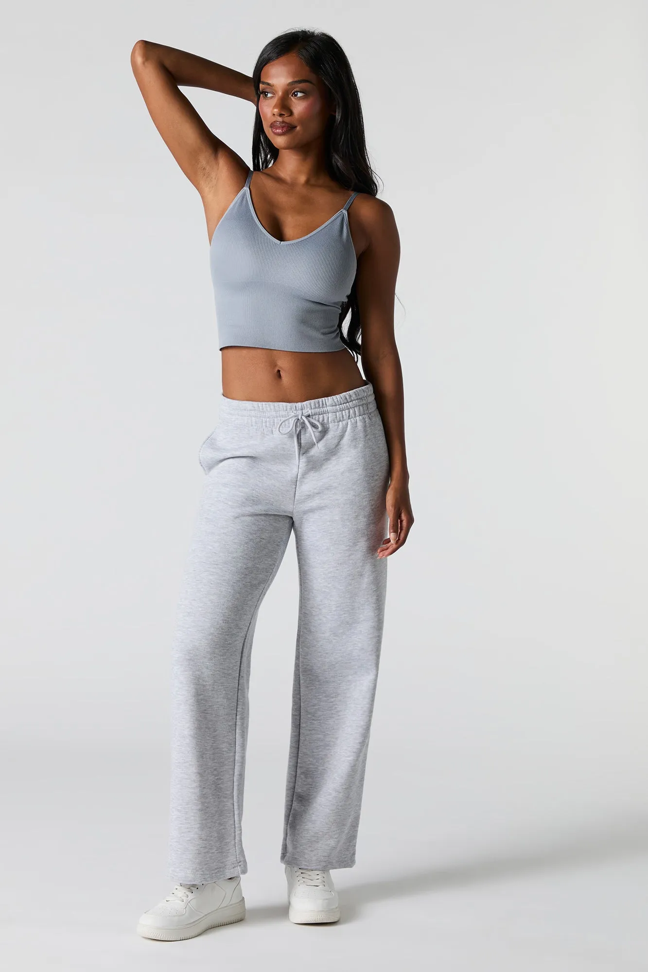 Seamless Ribbed V-Neck Cami with Built-In Bra Cups sold by Urban Planet product image thumbnail 3