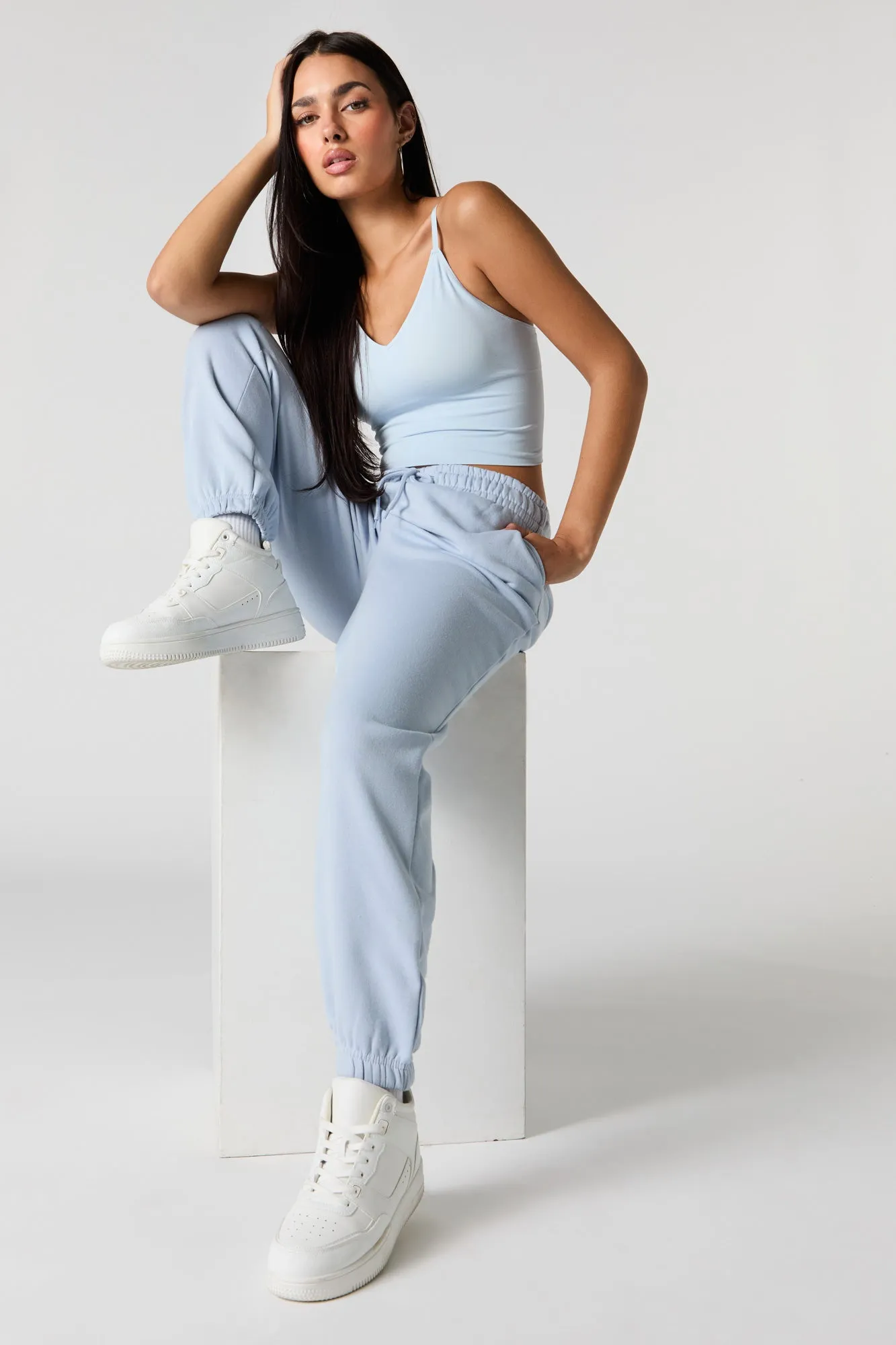 High Rise Solid Fleece Jogger sold by Urban Planet