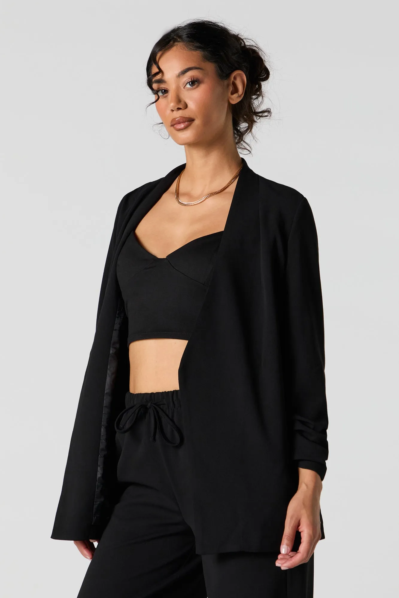 Blazer ouvert à manche froissée sold by Urban Planet product image thumbnail 4