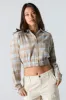 Plaid Button-Up Cropped Long Sleeve Top sold by Urban Planet