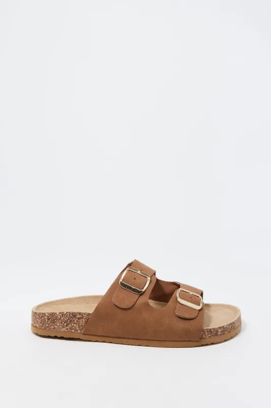 Sandales brun avec semelles en liège et boucles sold by Urban Planet