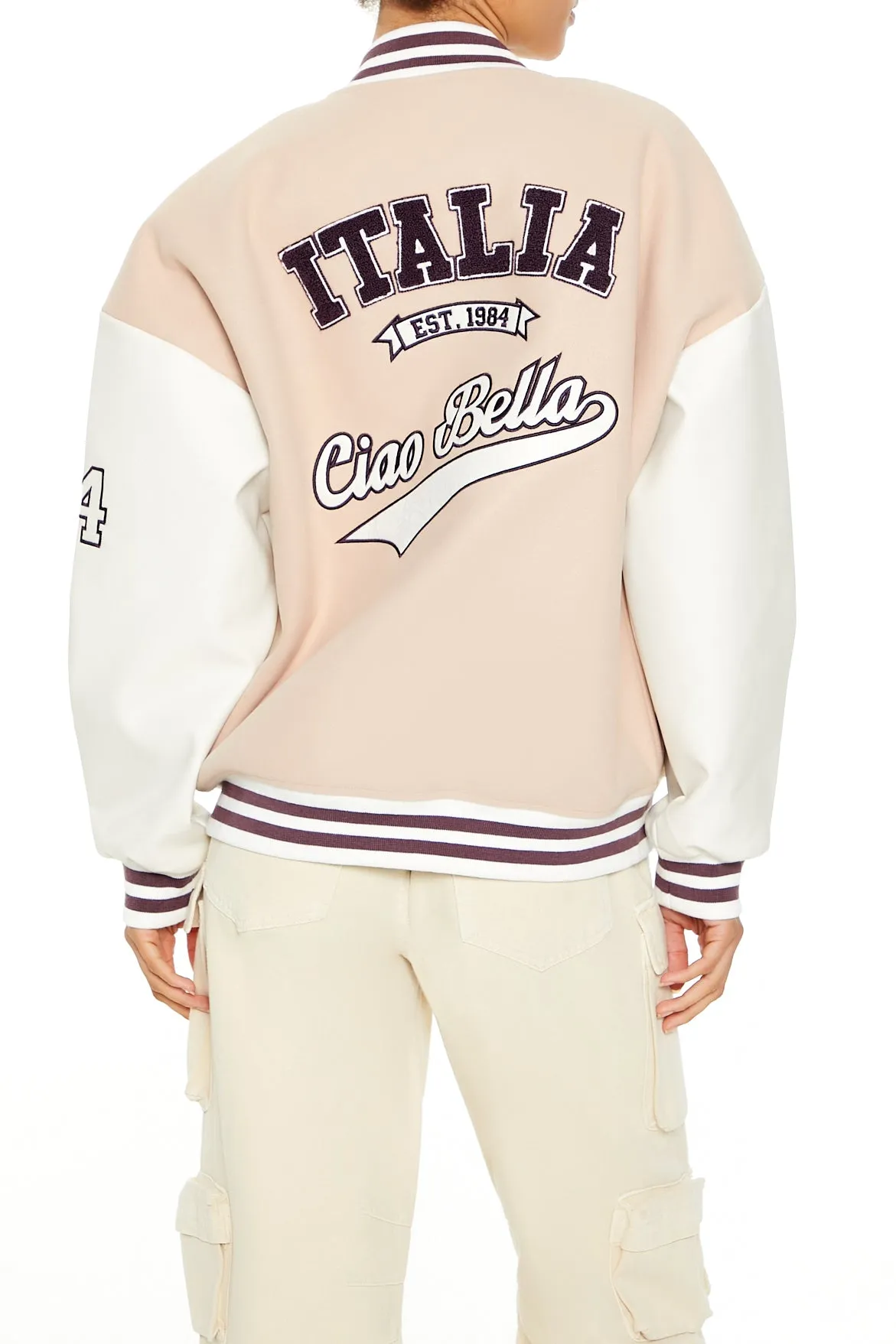 Italia Chenille Embroidered Varsity Jacket sold by Urban Planet product image thumbnail 4