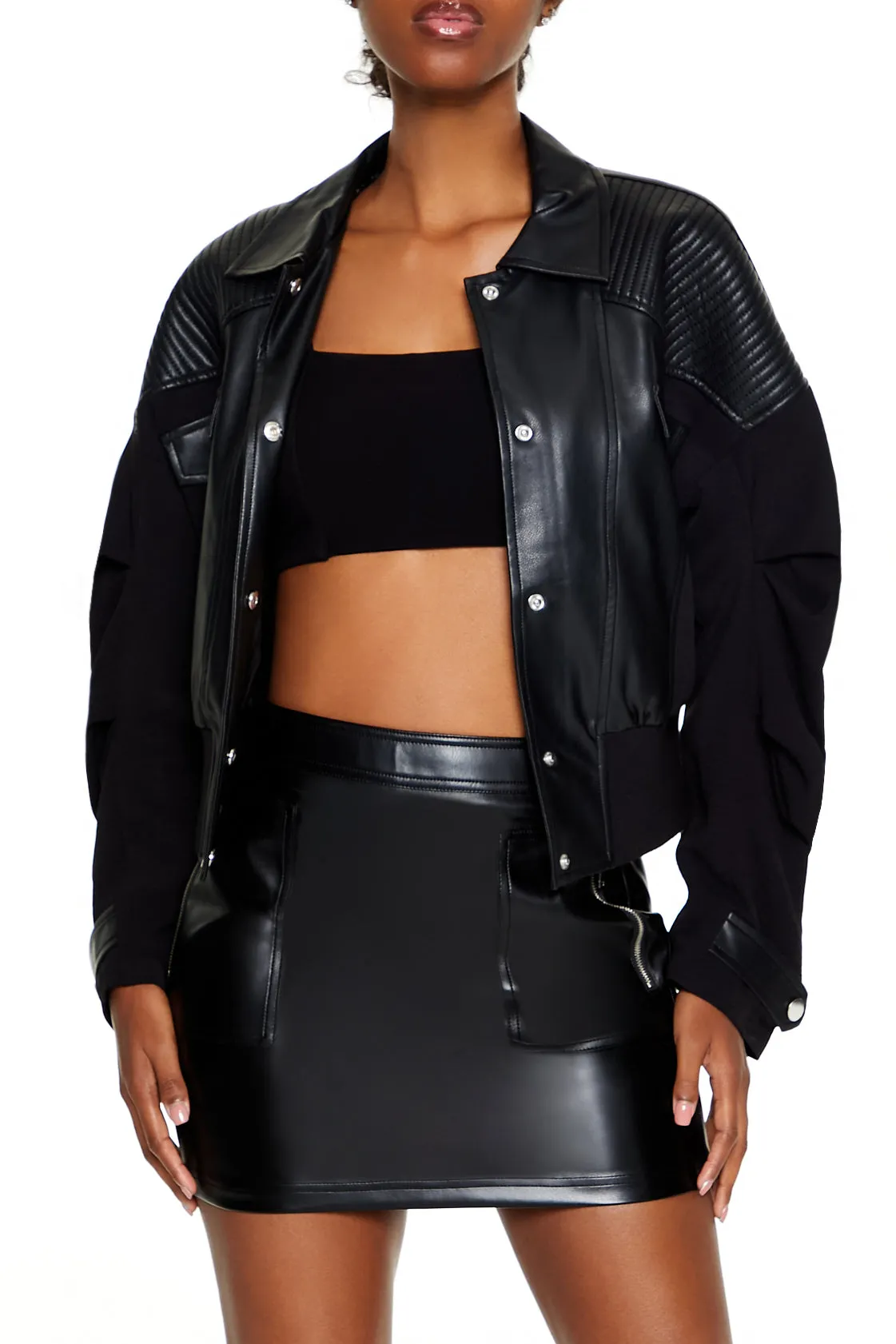 Faux Leather Moto Jacket sold by Urban Planet