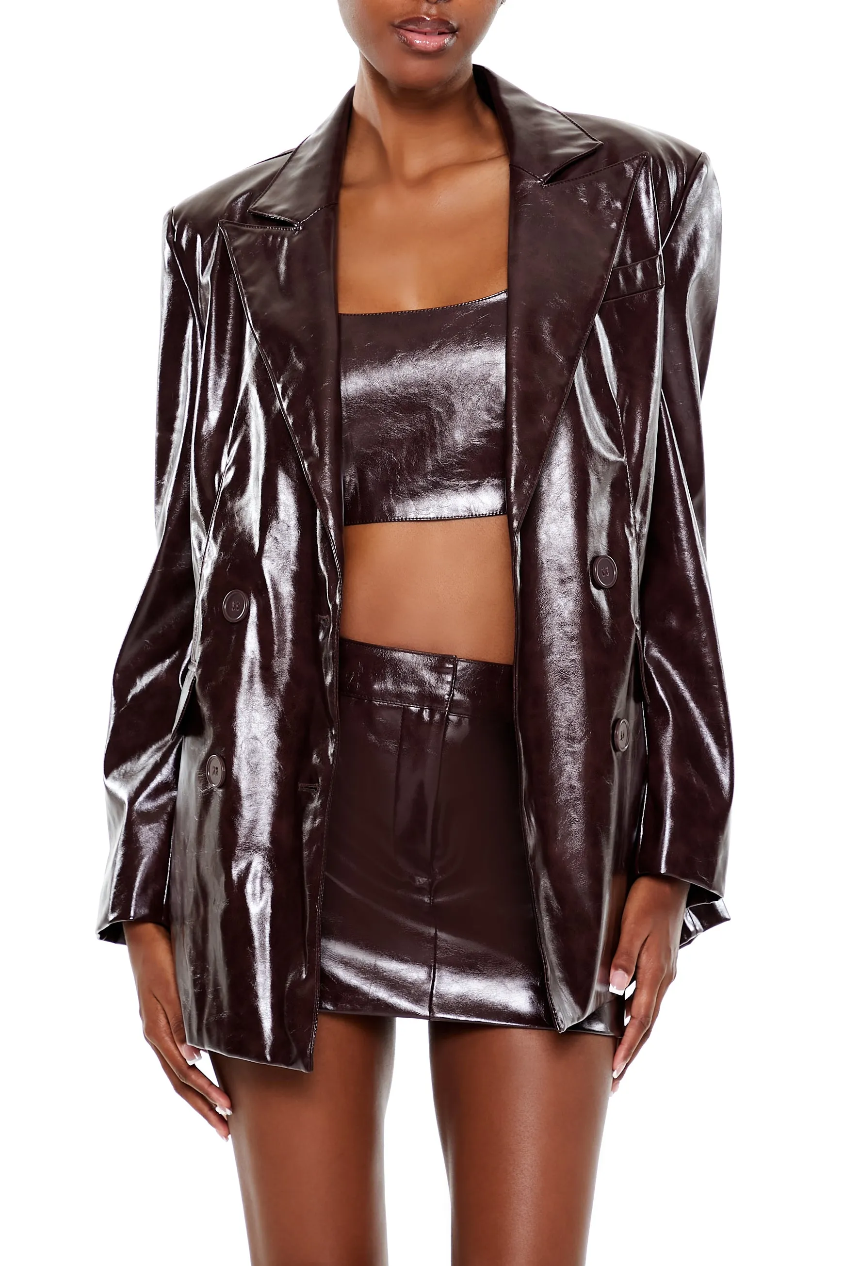 Faux Patent Leather Blazer sold by Urban Planet product image thumbnail 4