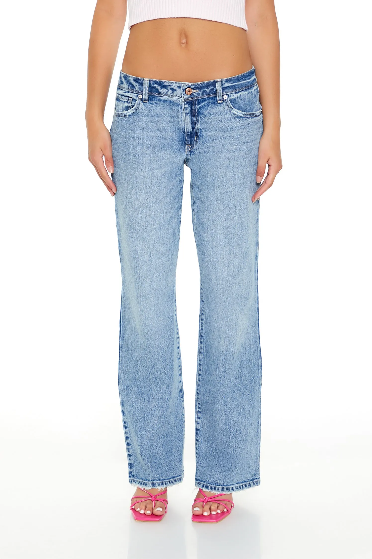 Jean à jambe semi-évasée et taille basse avec franges sold by Urban Planet product image thumbnail 2