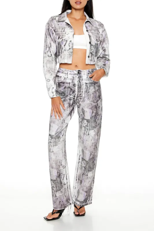 Abstract Print Straight Leg Jean sold by Urban Planet