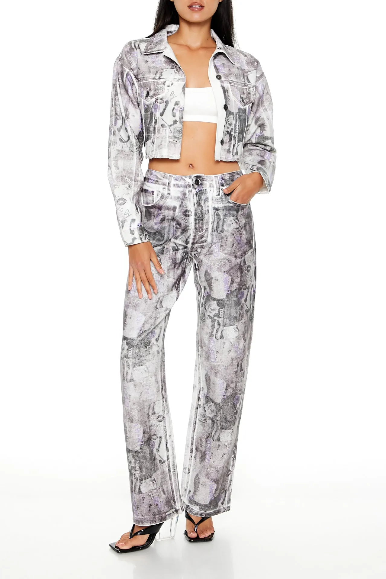 Abstract Print Straight Leg Jean sold by Urban Planet