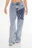 Abstract Acid Wash Wide Leg Jean sold by Urban Planet