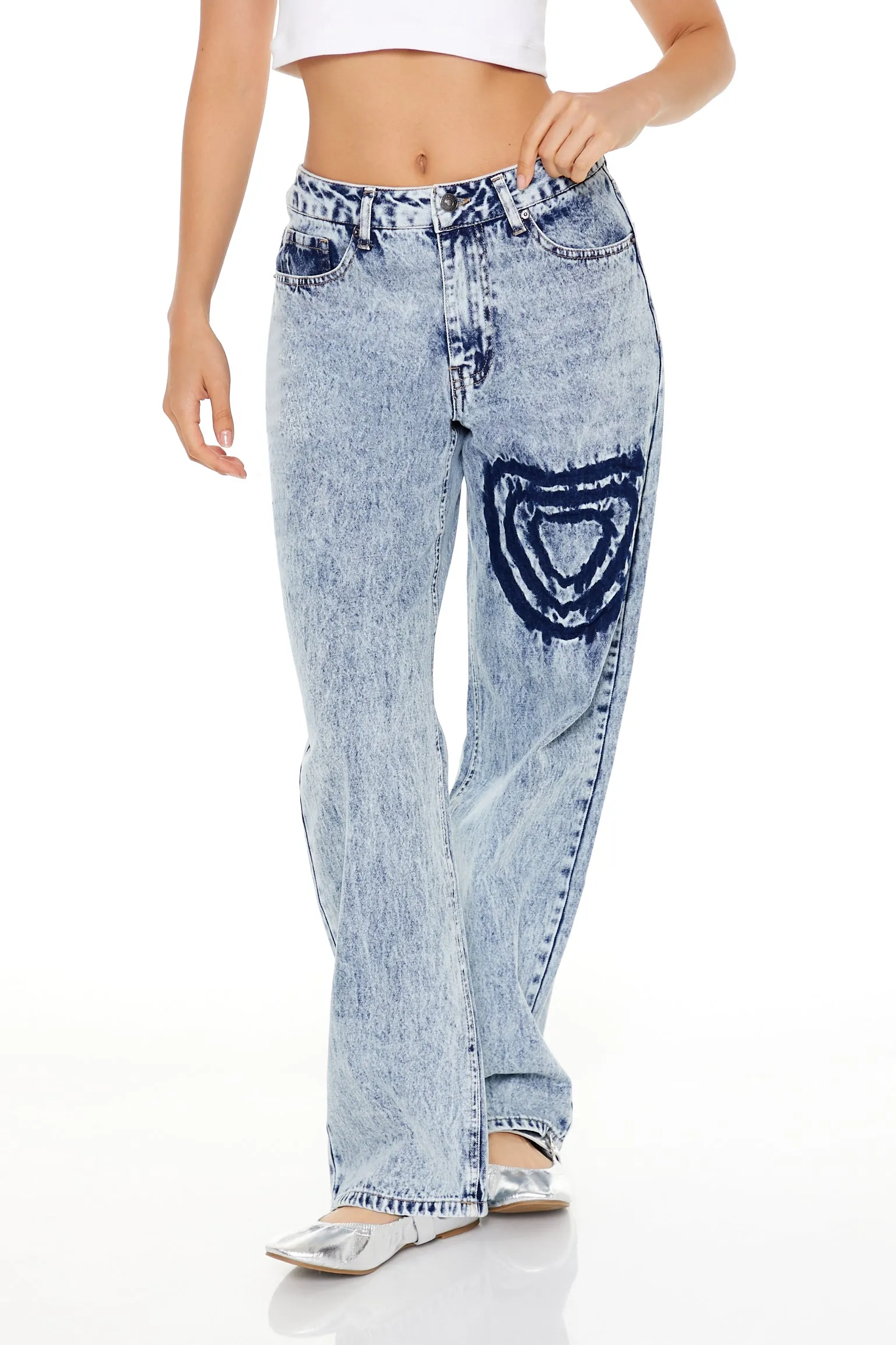 Heart Acid Wash Straight Leg Jean sold by Urban Planet product image thumbnail 2