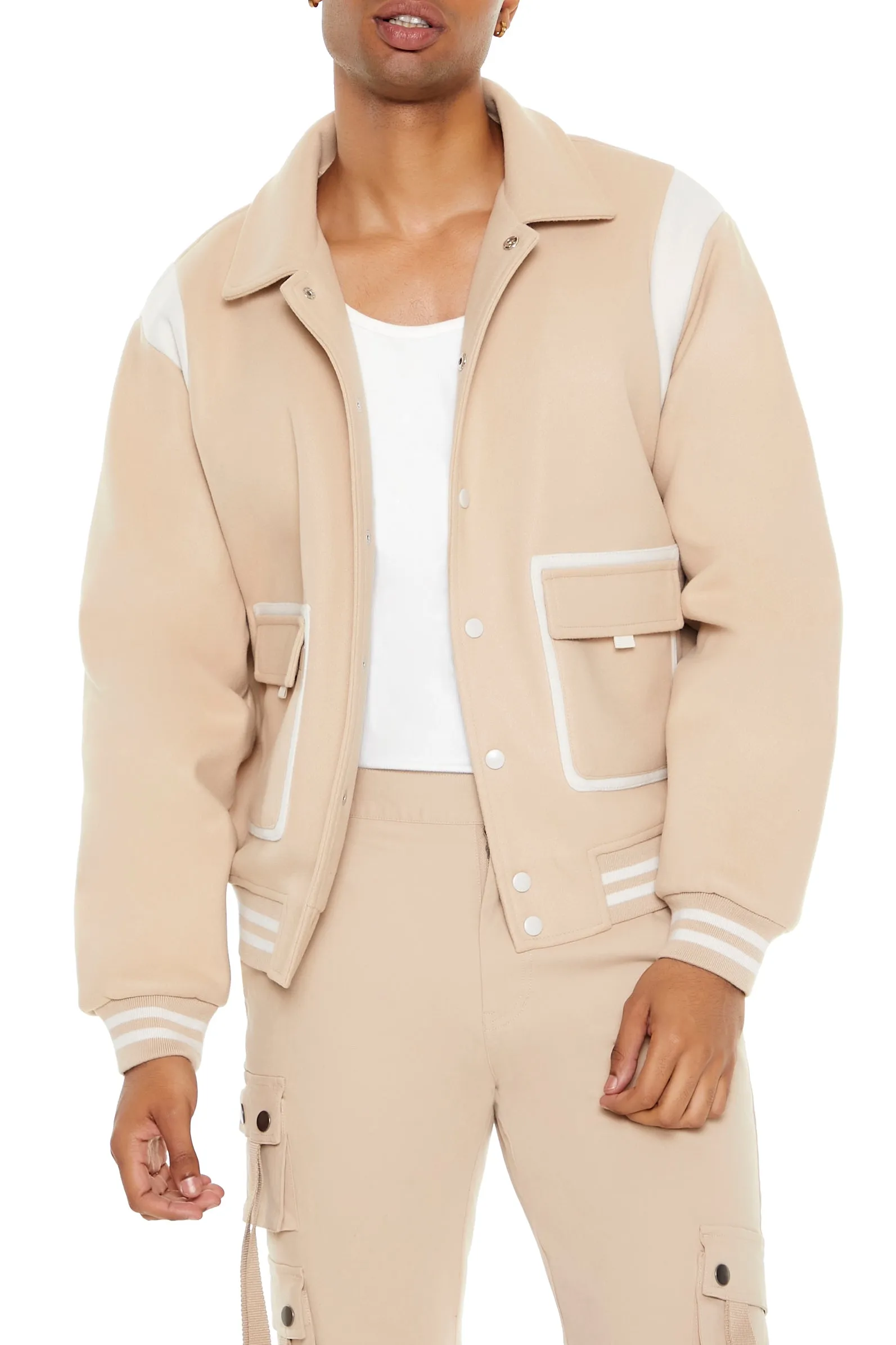 Colourblock Varsity Bomber Jacket sold by Urban Planet