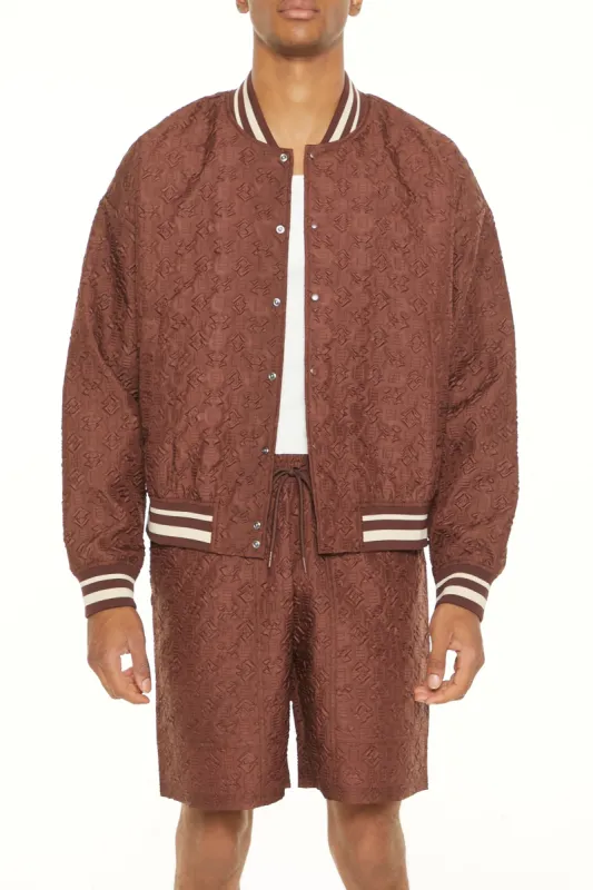 Textured Varsity Bomber Jacket sold by Urban Planet