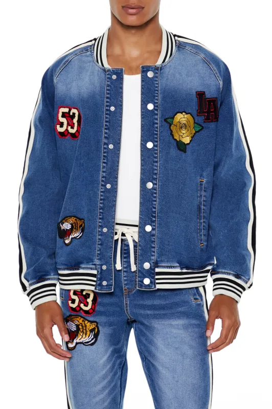 Patch Denim Bomber Jacket sold by Urban Planet