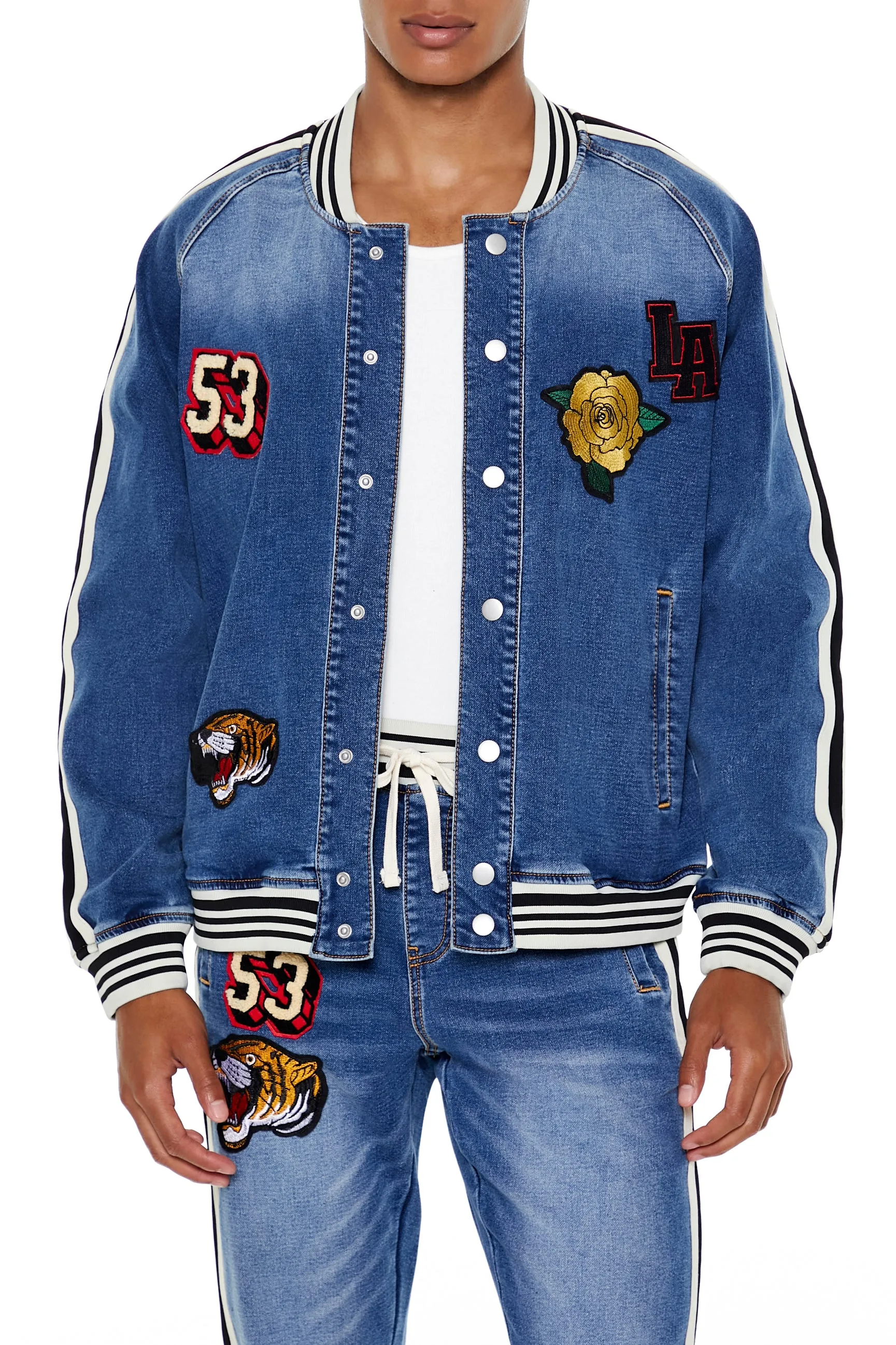 Patch Denim Bomber Jacket sold by Urban Planet