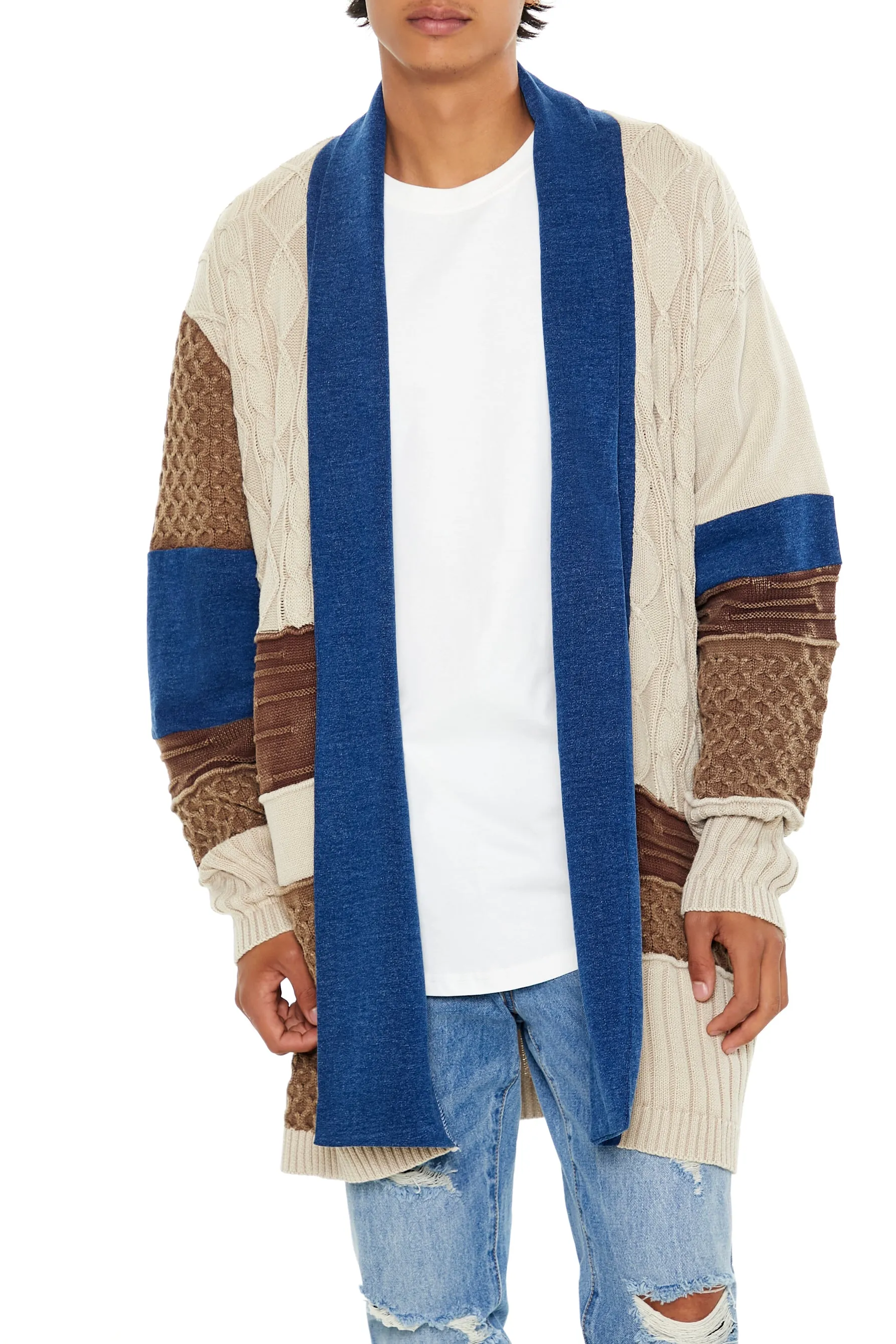 Cardigan en tricot récupéré avec blocs de couleurs sold by Urban Planet