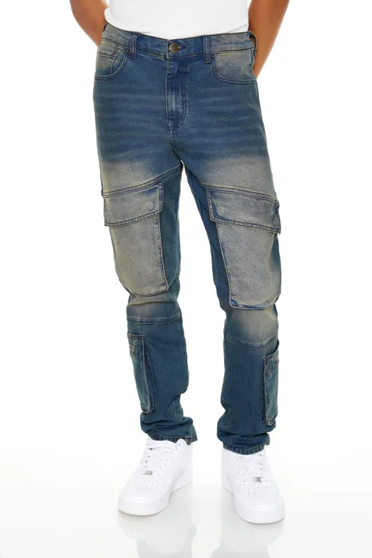 Stone Wash Slim Fit Cargo Jean sold by Urban Planet